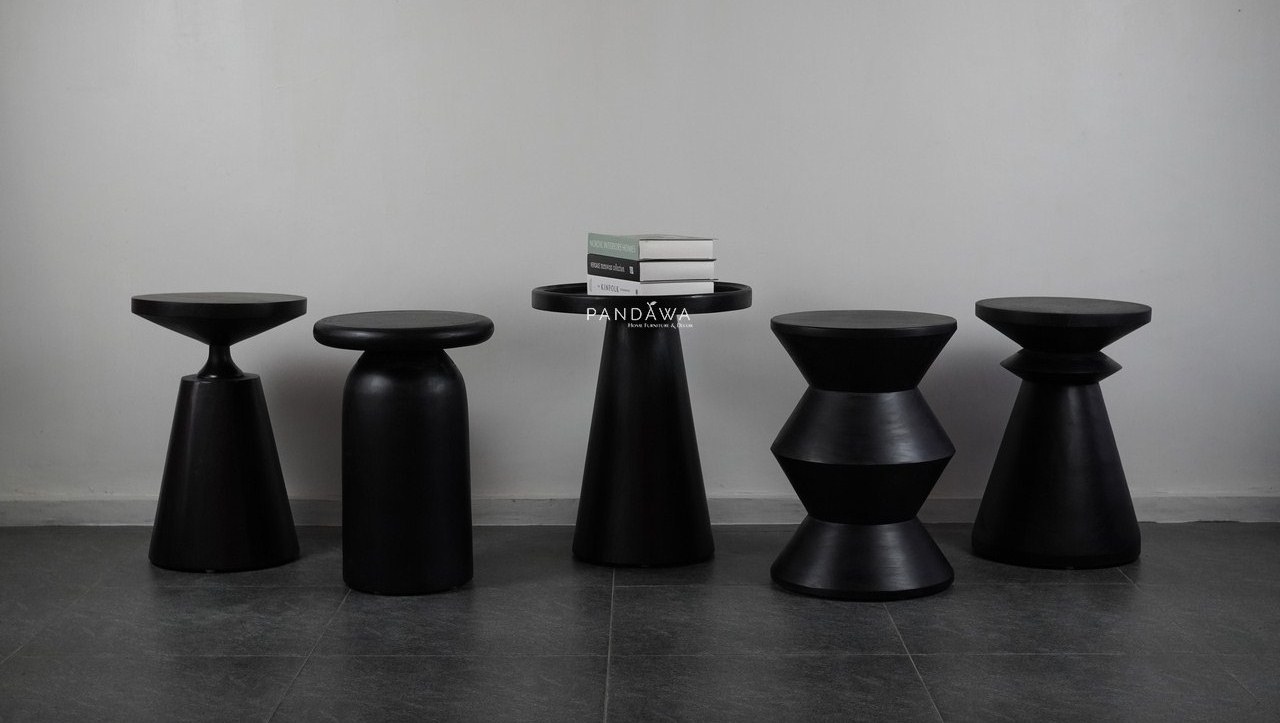 Solid Teak Wood Black Stools Solid Teak Wood Black Stools